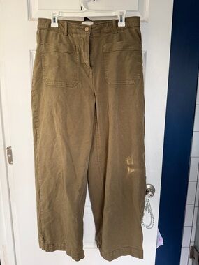 Caslon Straight-Leg Pants in Olive Green